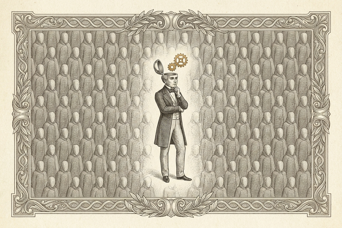 O pensador de cabeça oca, elegante por fora