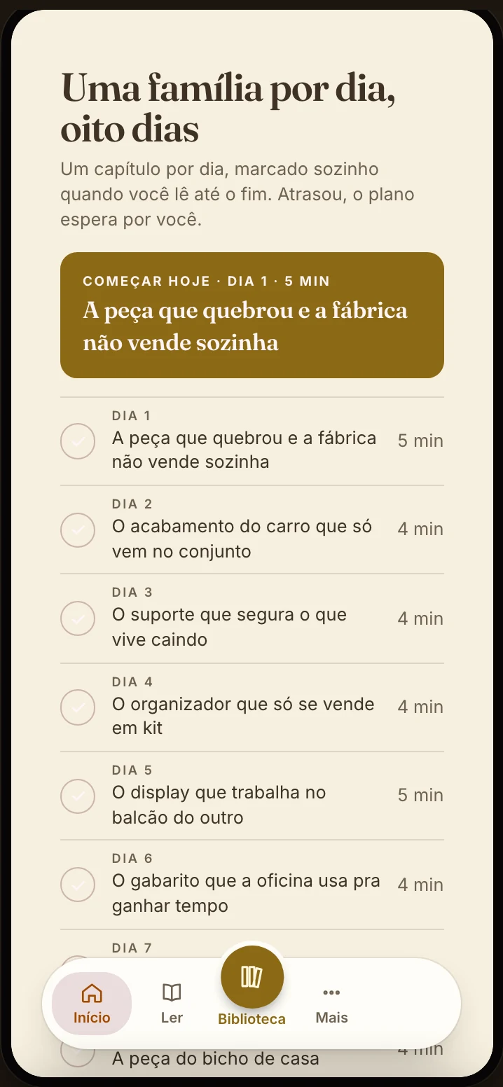 O ebook aberto no app
