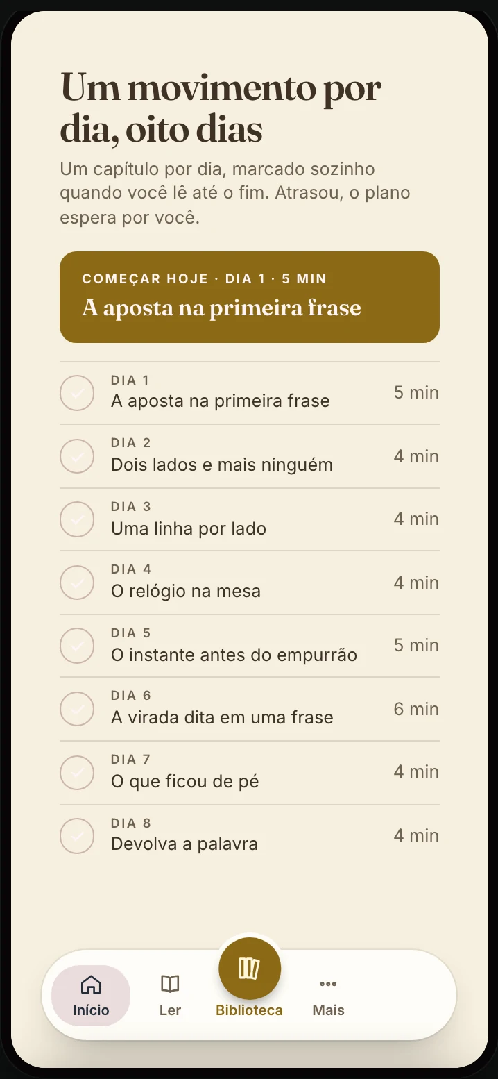 O ebook aberto no app