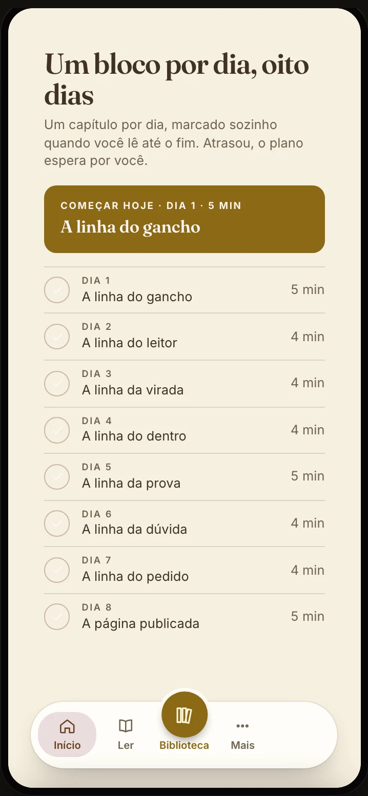 O ebook aberto no app