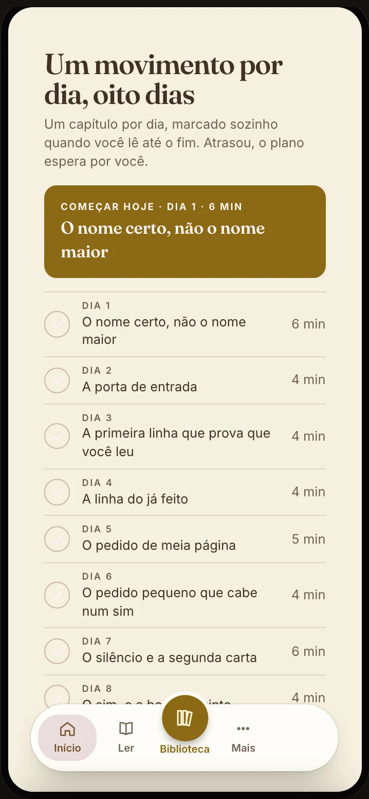 O ebook aberto no app