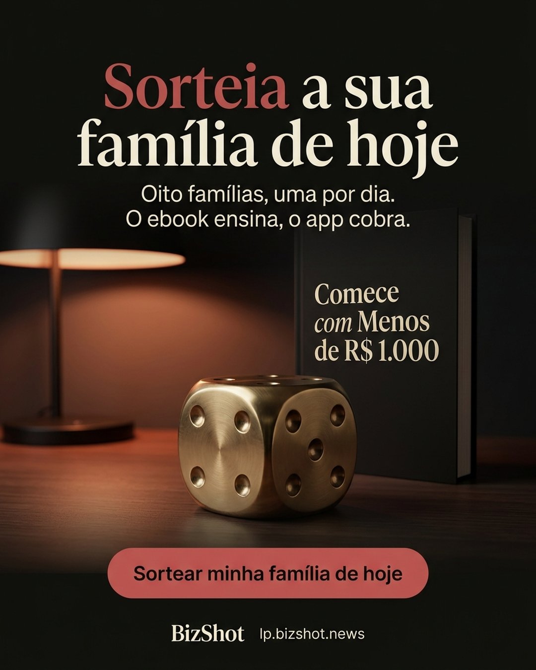 Sorteia a sua família de hoje. Oito famílias, uma por dia. O ebook ensina, o app cobra. Sortear minha família de hoje.