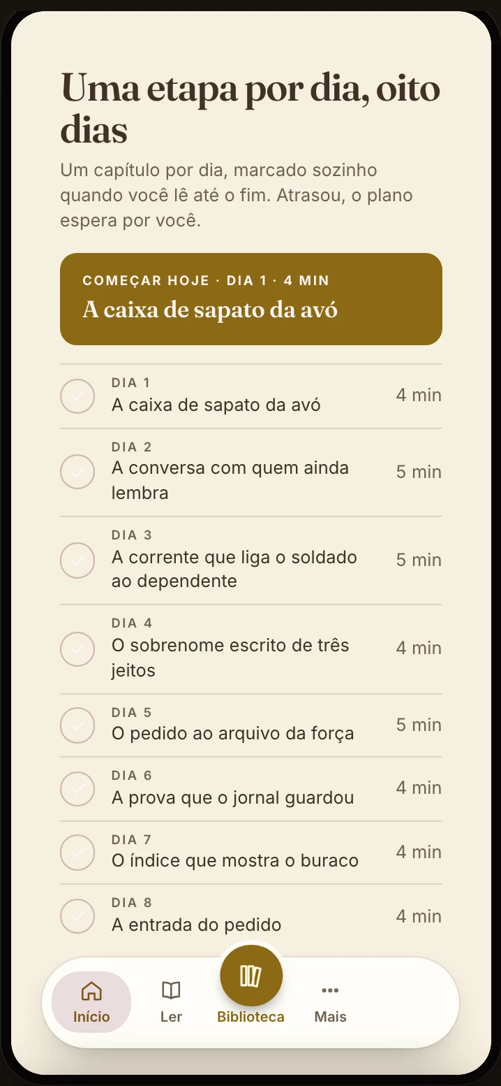 O ebook aberto no app