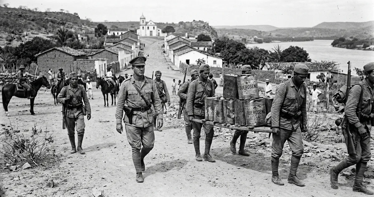 A volante alagoana ocupa as encostas da grota de Angicos, no sertão de Sergipe, ao amanhecer de 28 de julho de 1938.