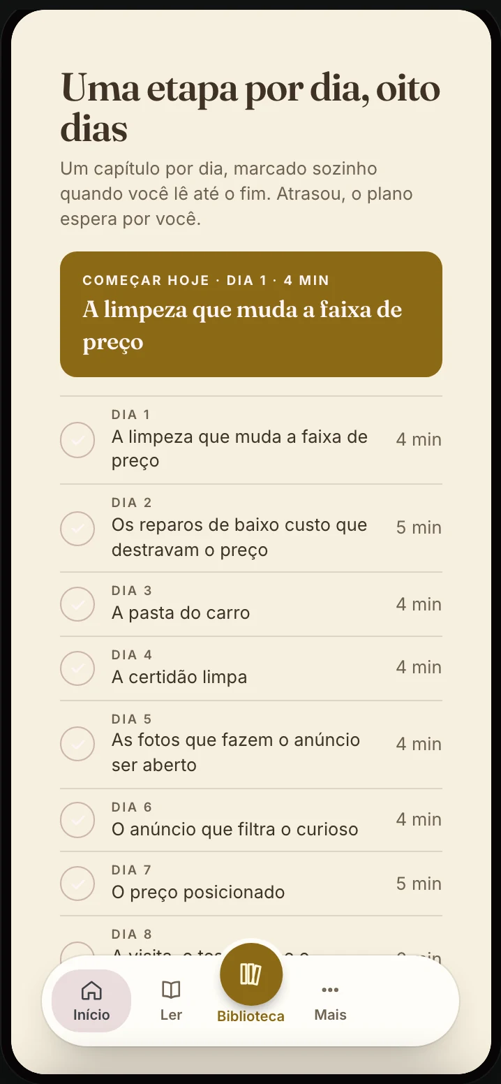 O ebook aberto no app