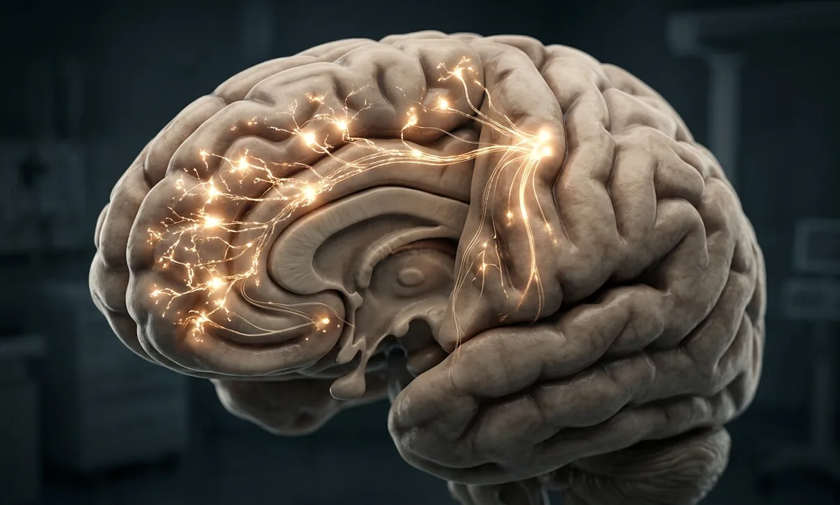 Visualização científica sóbria da atividade neural no córtex motor pré-frontal antes de um movimento voluntário