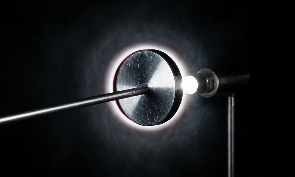 Eclipse solar total com a coroa branca em volta do disco escuro num céu quase noturno