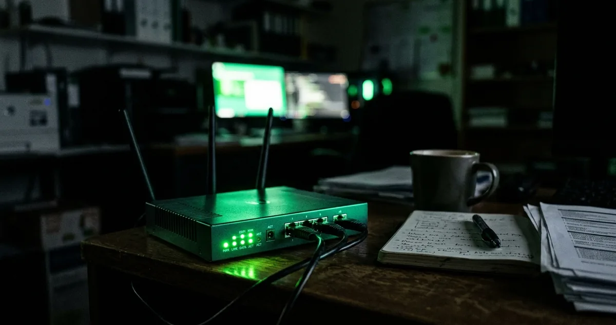 Celular sobre mesa escura com uma conversa aberta e brilho verde na tela