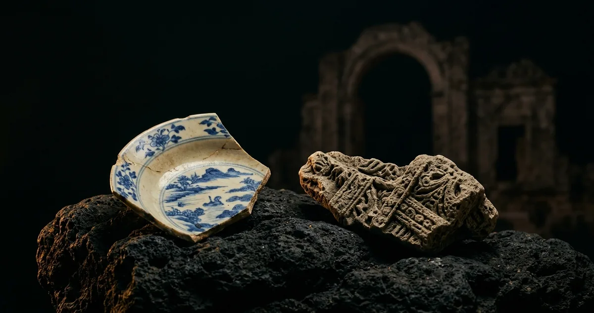 Arcos de coral sem telhado do palácio Husuni Kubwa sobre o mar