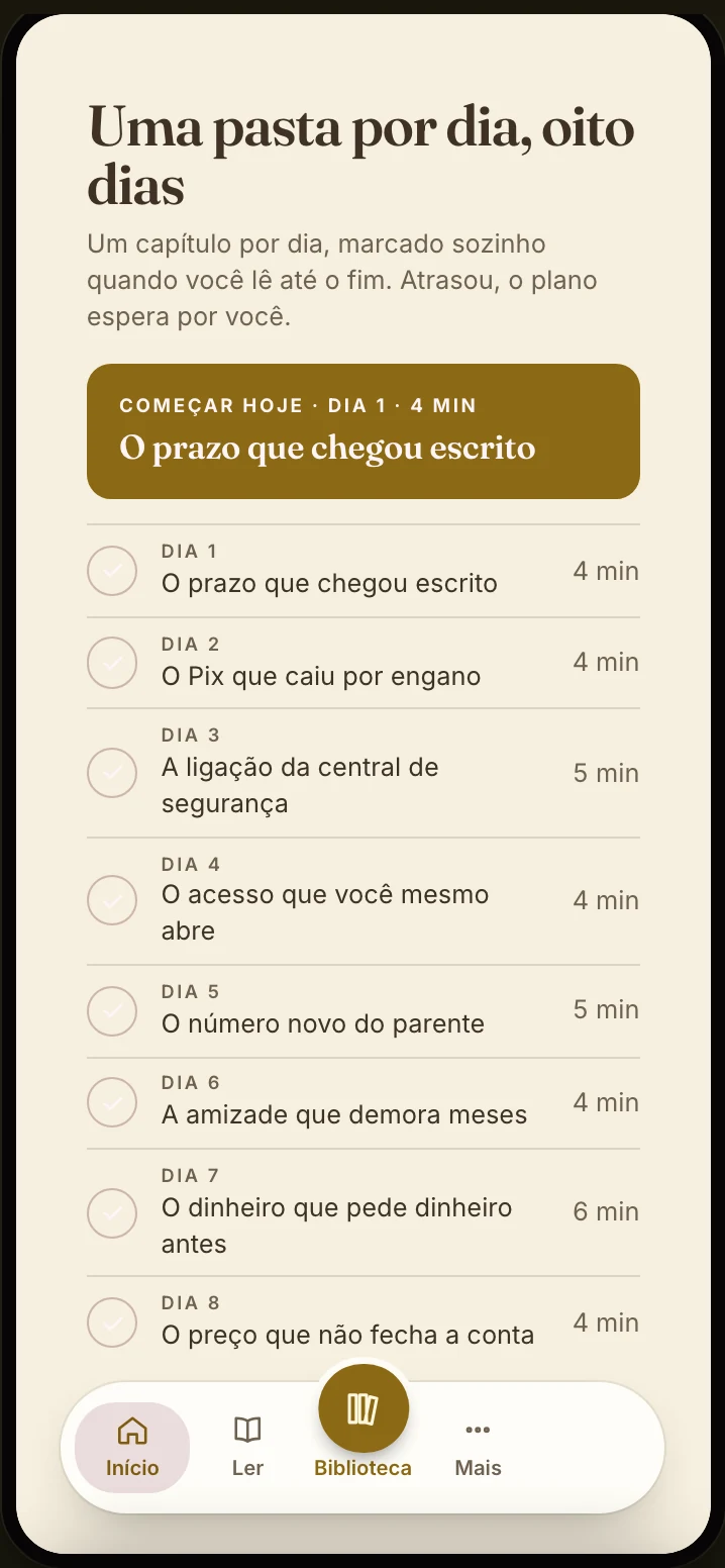 O ebook aberto no app