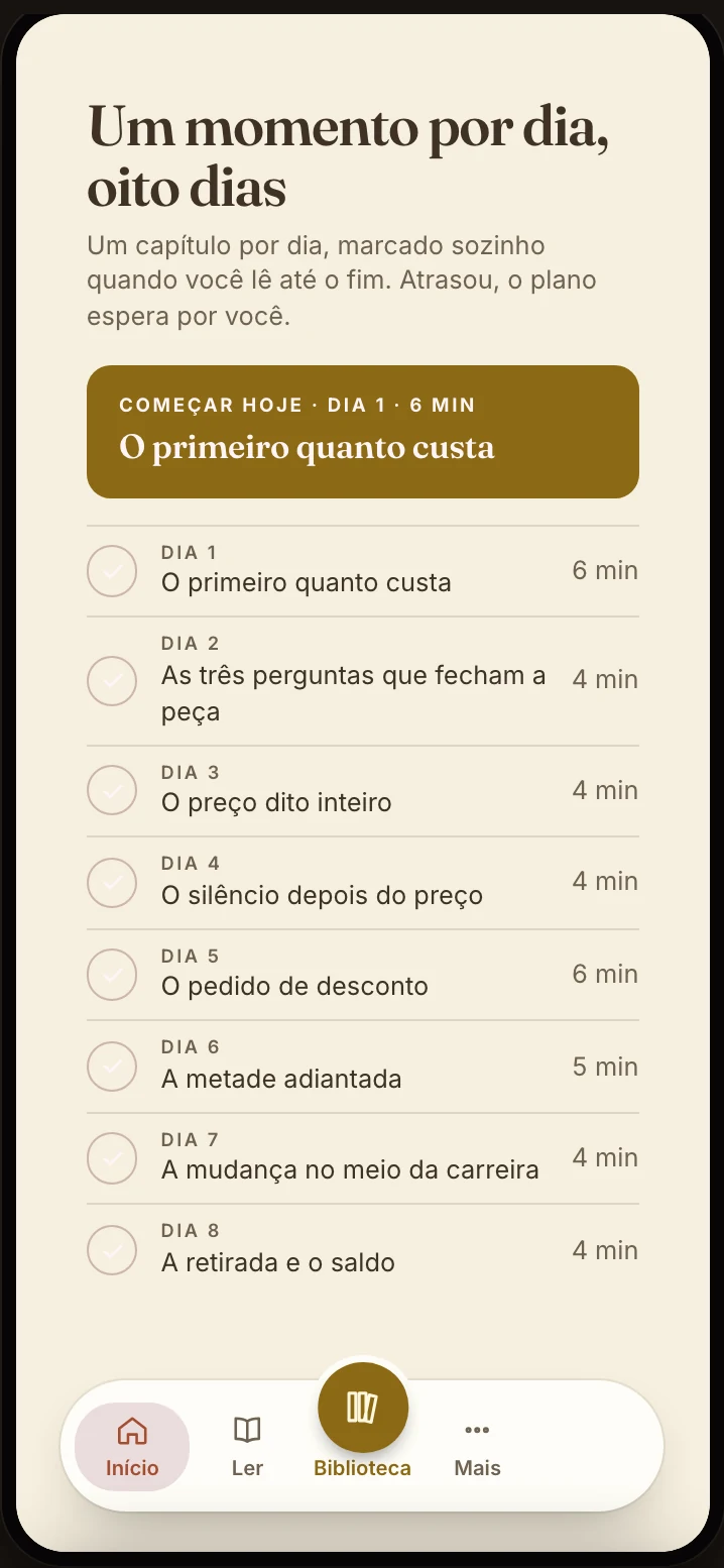 O ebook aberto no app