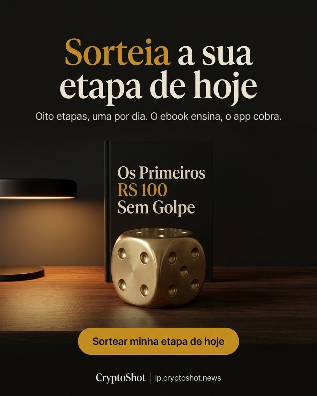 Sorteia a sua etapa de hoje. Oito etapas, uma por dia. O ebook ensina, o app cobra. Sortear minha etapa de hoje.