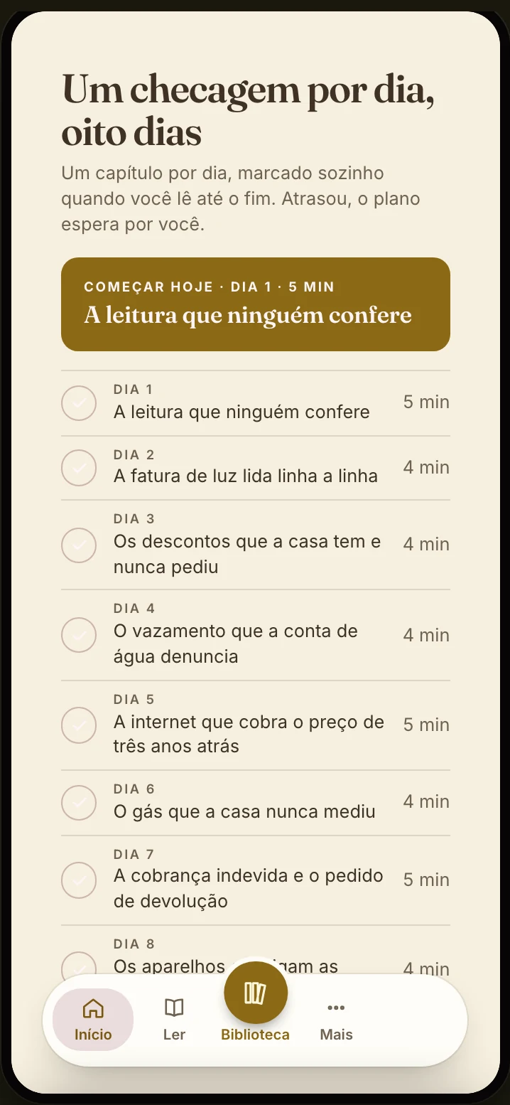O ebook aberto no app