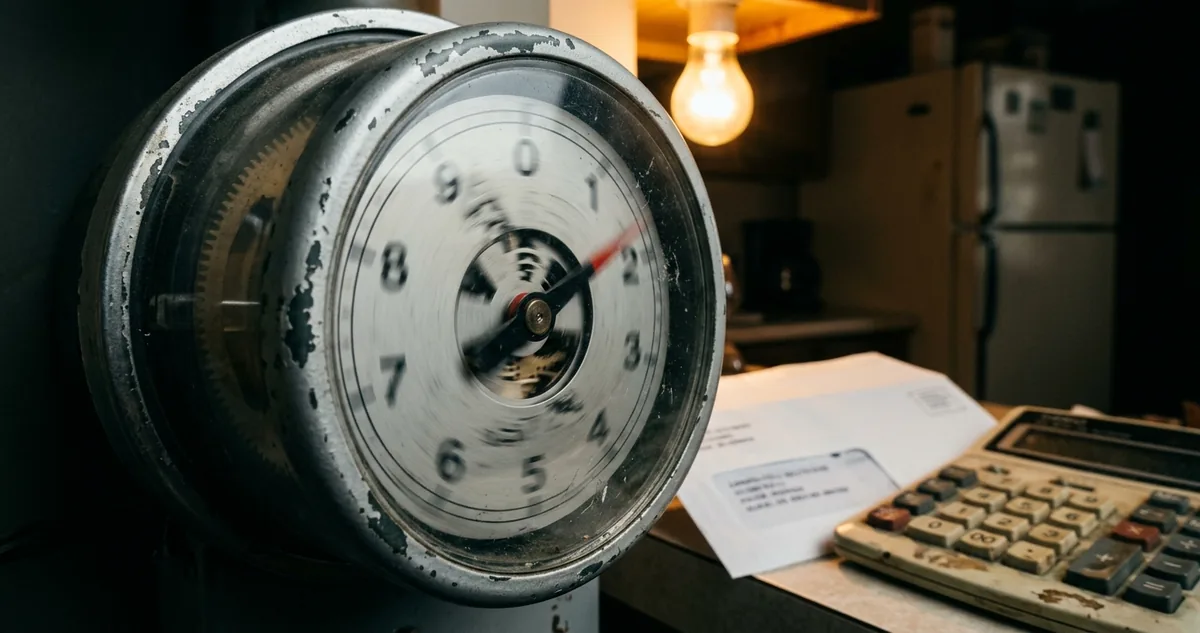 O Termo de Ocorrência e Inspeção preenchido sobre a caixa aberta do medidor, com o lacre rompido ao lado.
