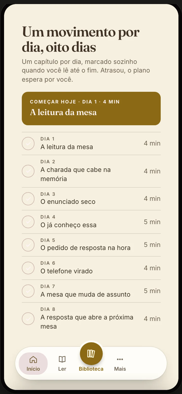 O ebook aberto no app