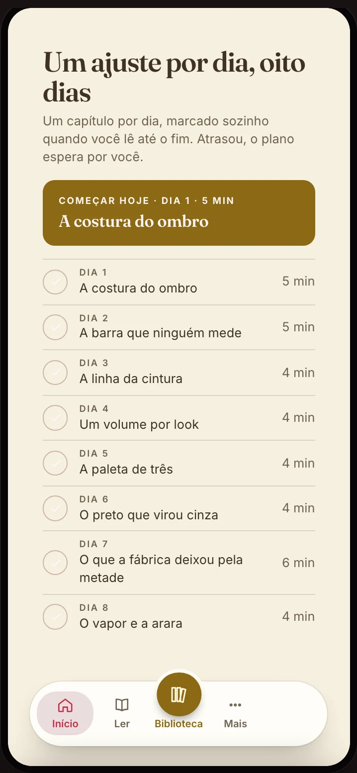 O ebook aberto no app