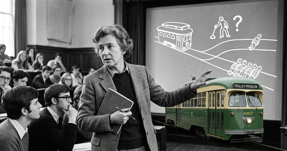 Uma mão pousada sobre a alavanca de um desvio ferroviário, com dois trilhos que se separam logo à frente.