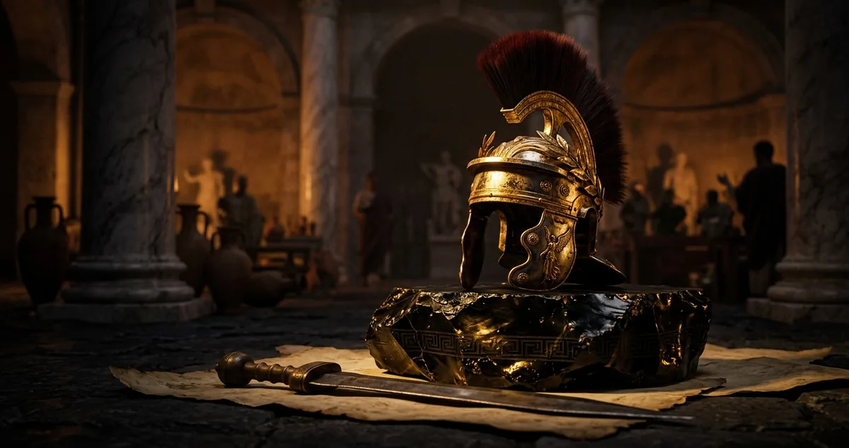 Tesouros imperiais em leilão no Fórum de Trajano diante da multidão romana