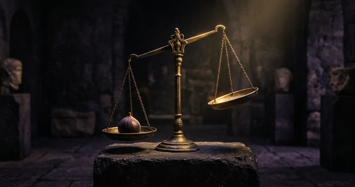Rolo de papiro sobre um banco de pedra de tribunal ateniense.