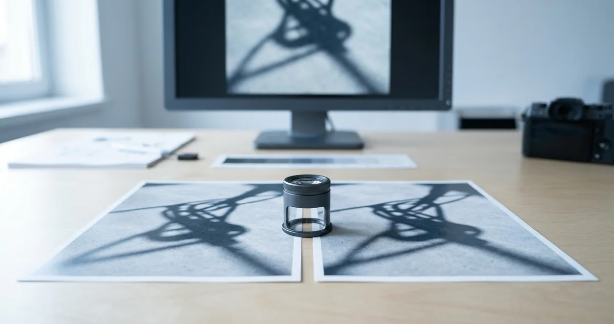 Pátio de concreto com poste e homem, cada um ao lado de uma sombra do mesmo comprimento.