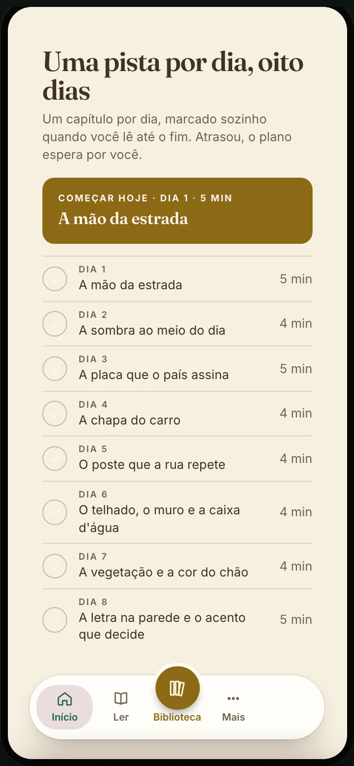 O ebook aberto no app