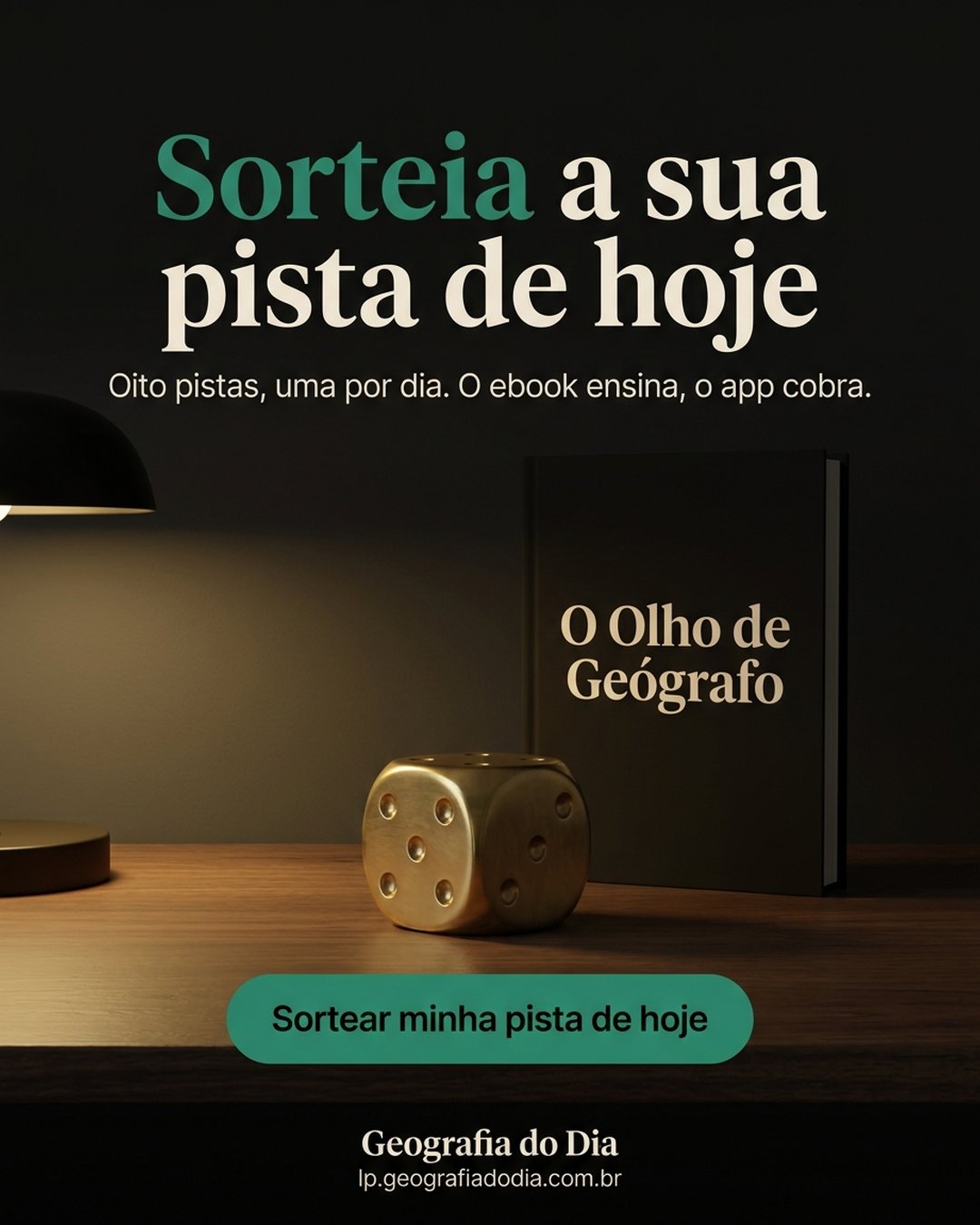 Sorteia a sua pista de hoje. Oito pistas, uma por dia. O ebook ensina, o app cobra. Sortear minha pista de hoje.