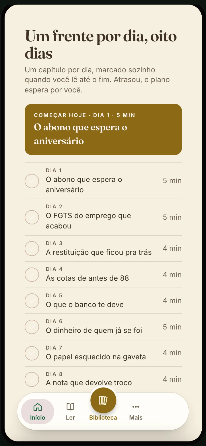 O ebook aberto no app