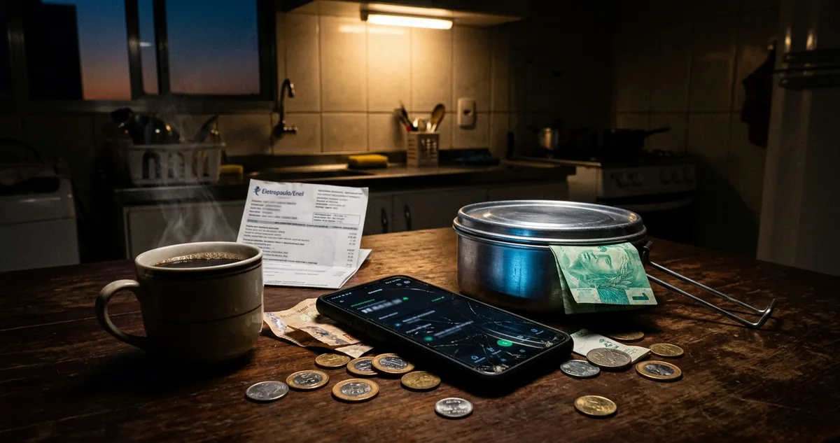 Chave de carro zero sobre envelope com formulários de isenção, na mesa da cozinha, na madrugada.