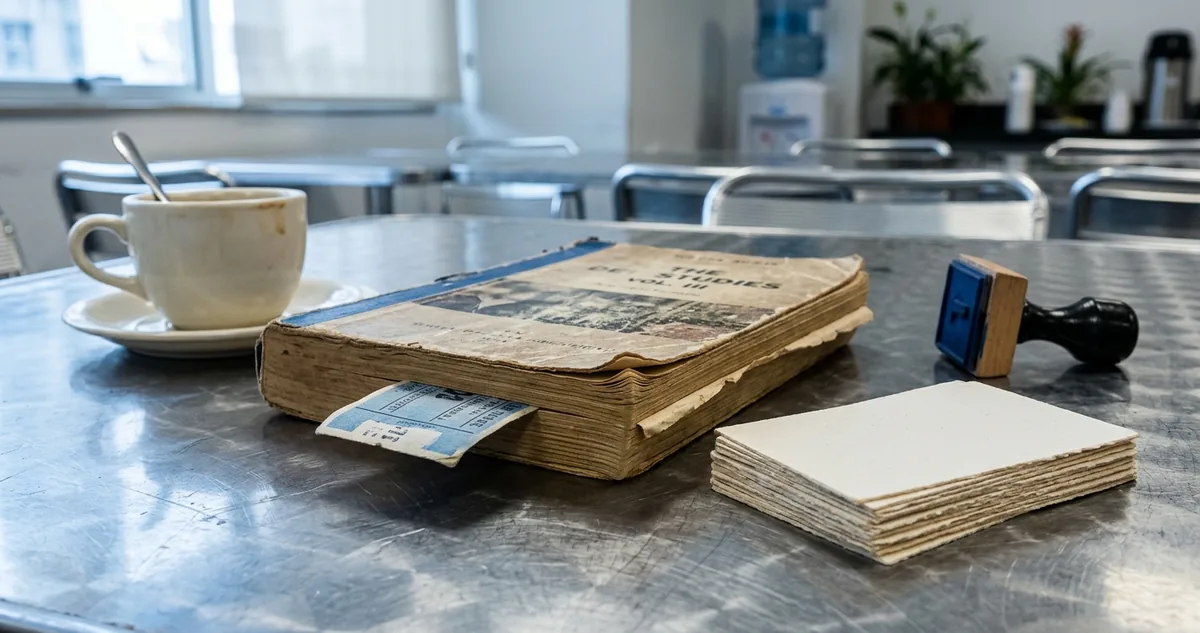 Relógio de mesa marcando dez e dez ao lado da xícara de café.