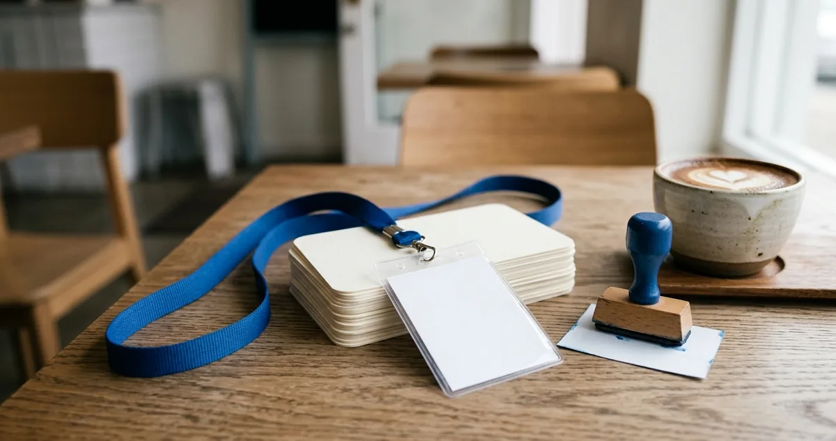 Relatório impresso com um post-it azul na capa.