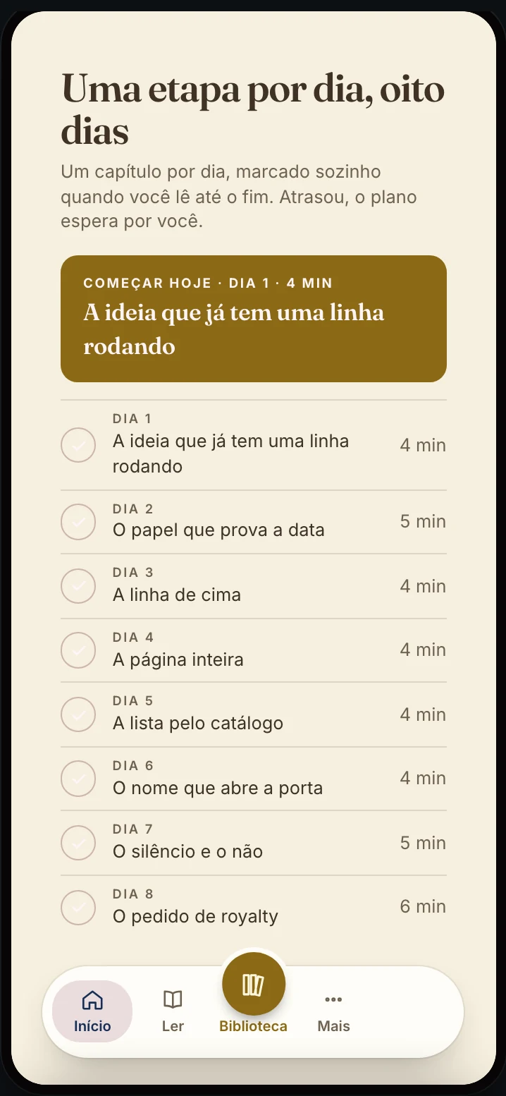 O ebook aberto no app