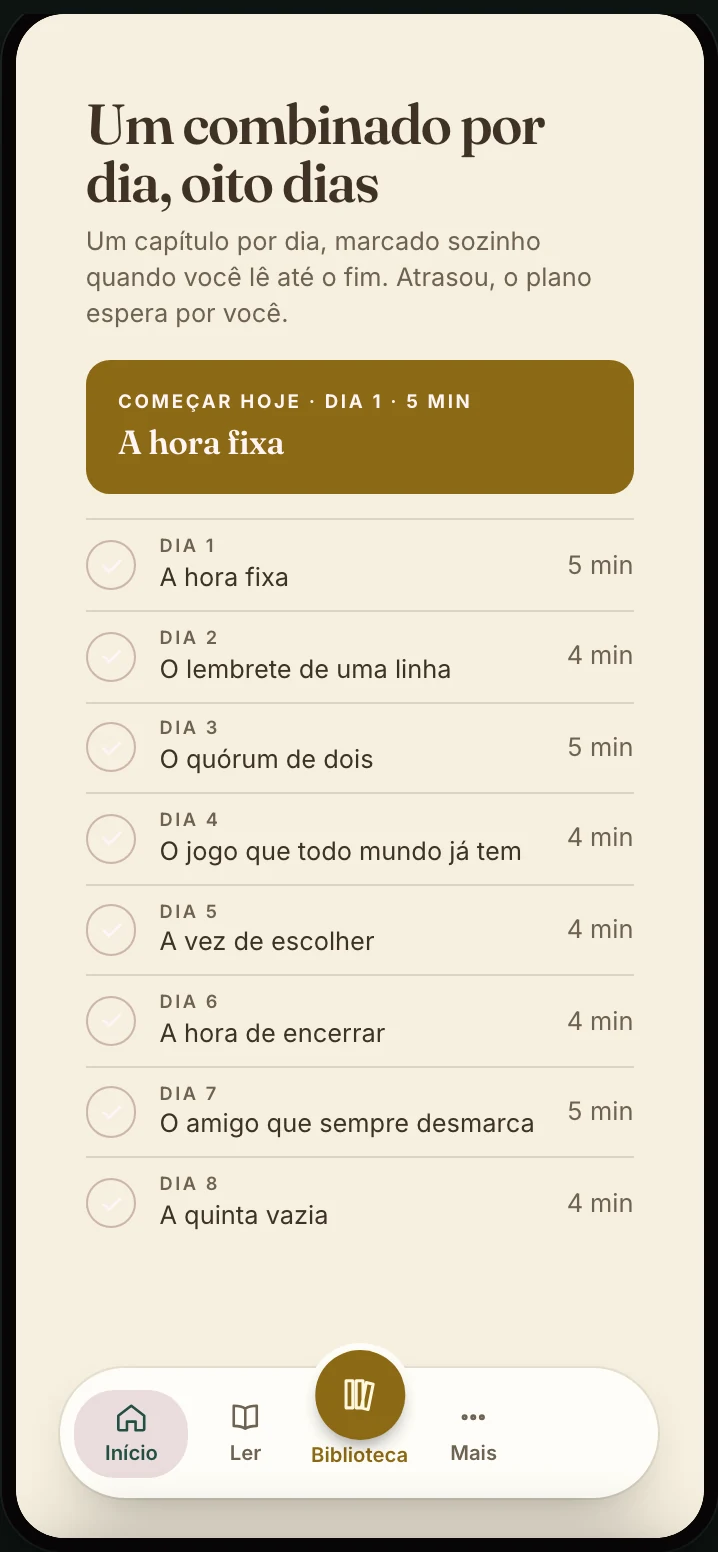 O ebook aberto no app