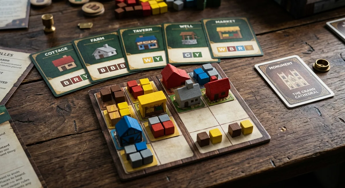 Tiny Towns: quem escolhe o material não é você