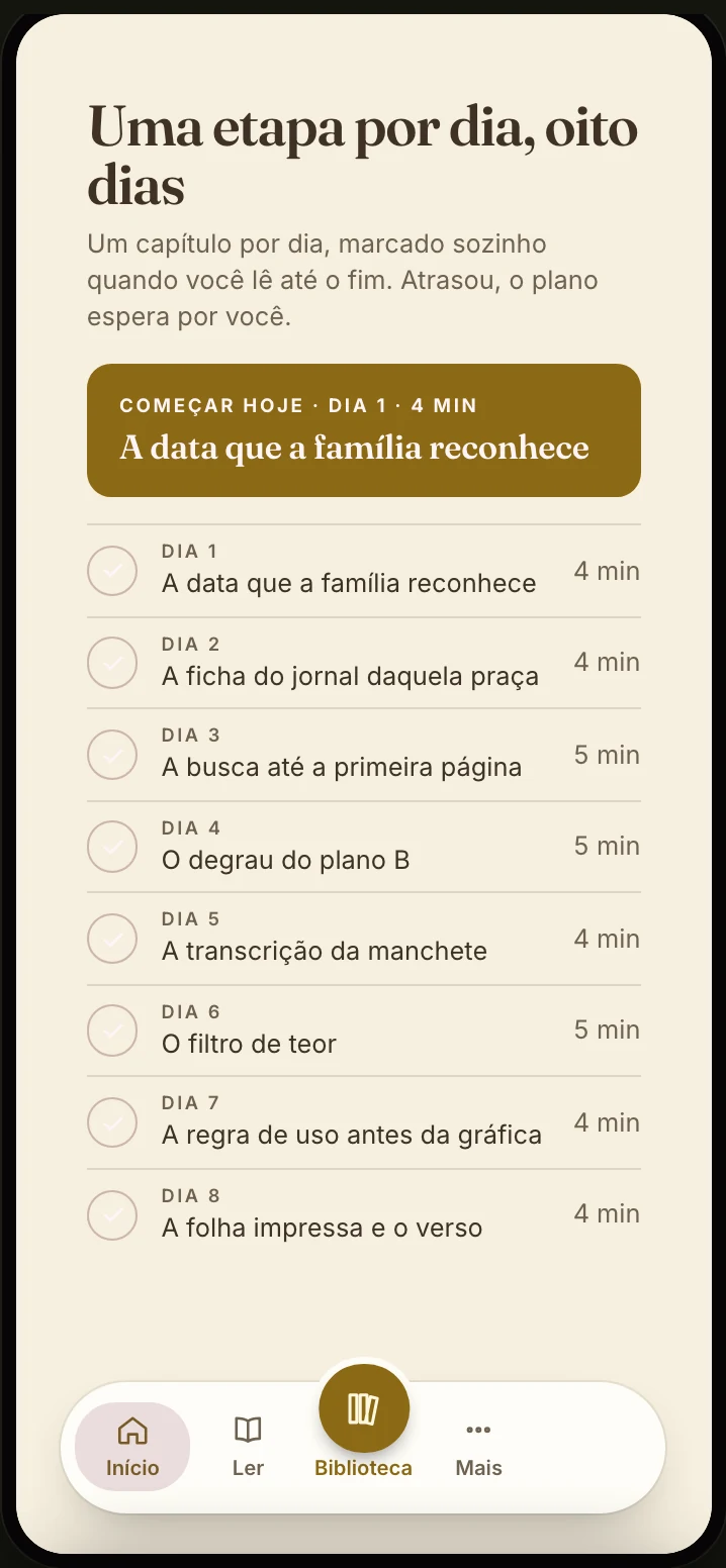 O ebook aberto no app