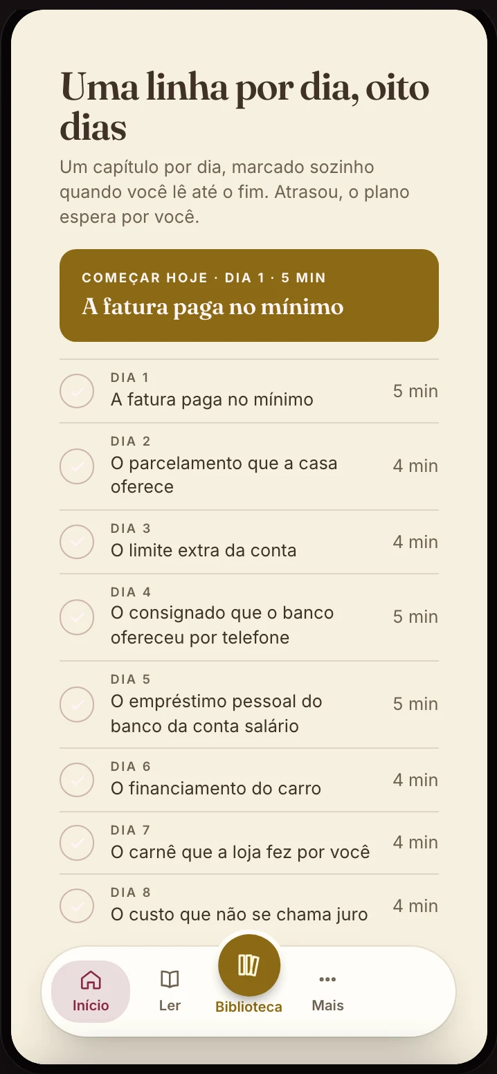 O ebook aberto no app