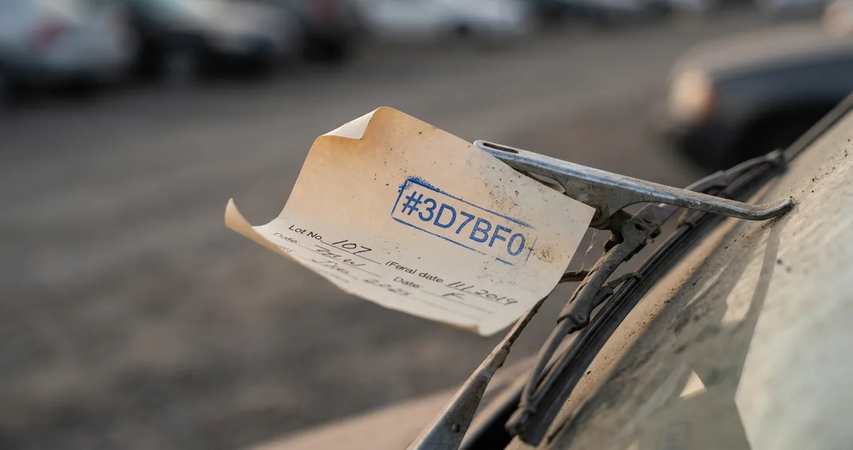 Hatch prata novo, sem placa, com a lateral amassada num pátio de leilão.