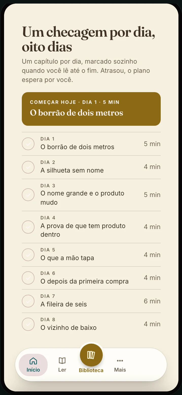 O ebook aberto no app