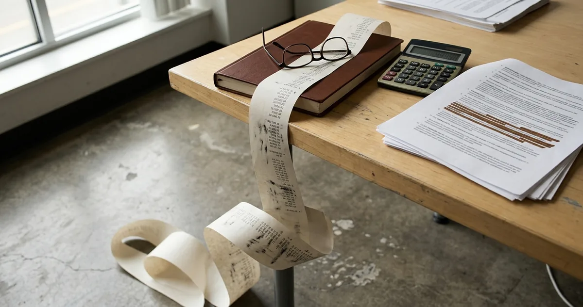 Etiqueta de papel com seis dígitos sobre um calendário de mesa.