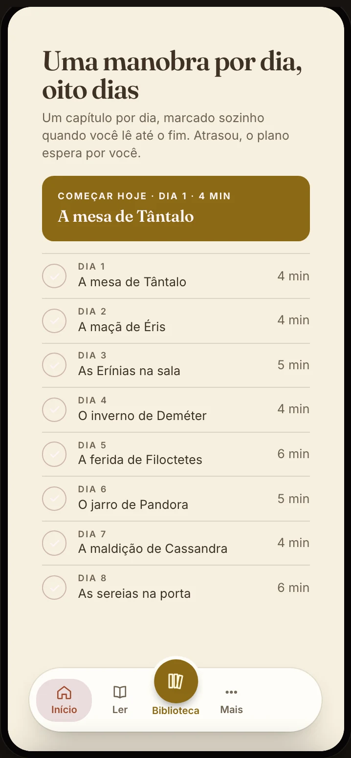 O ebook aberto no app