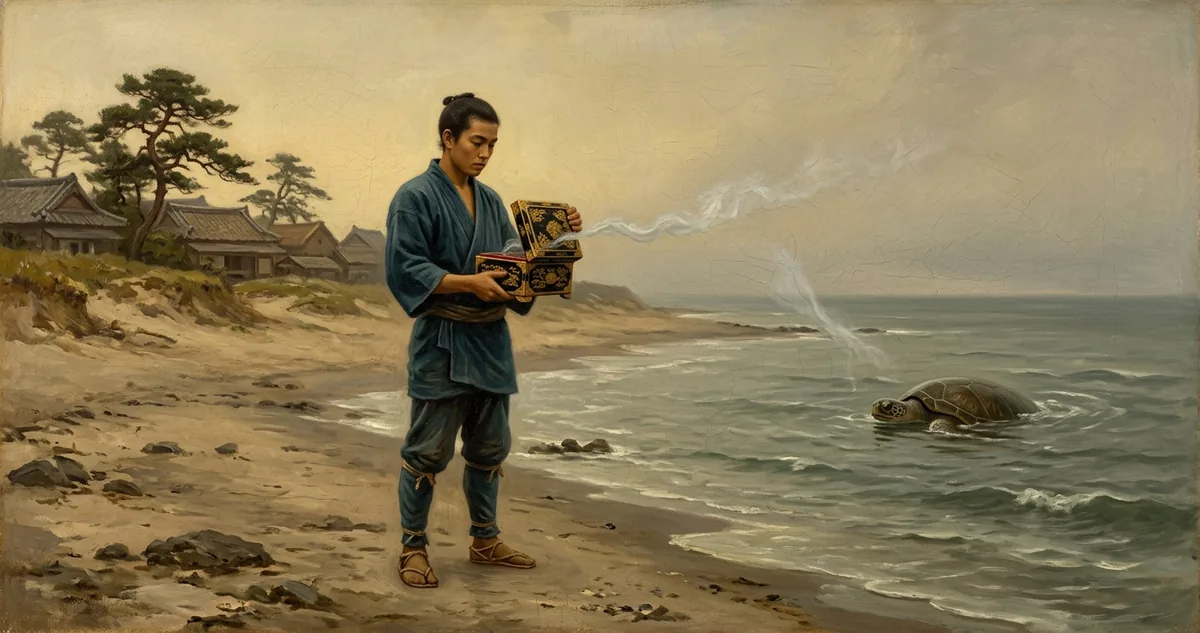 Urashima Taro e a caixa de joias, ilustração mitológica