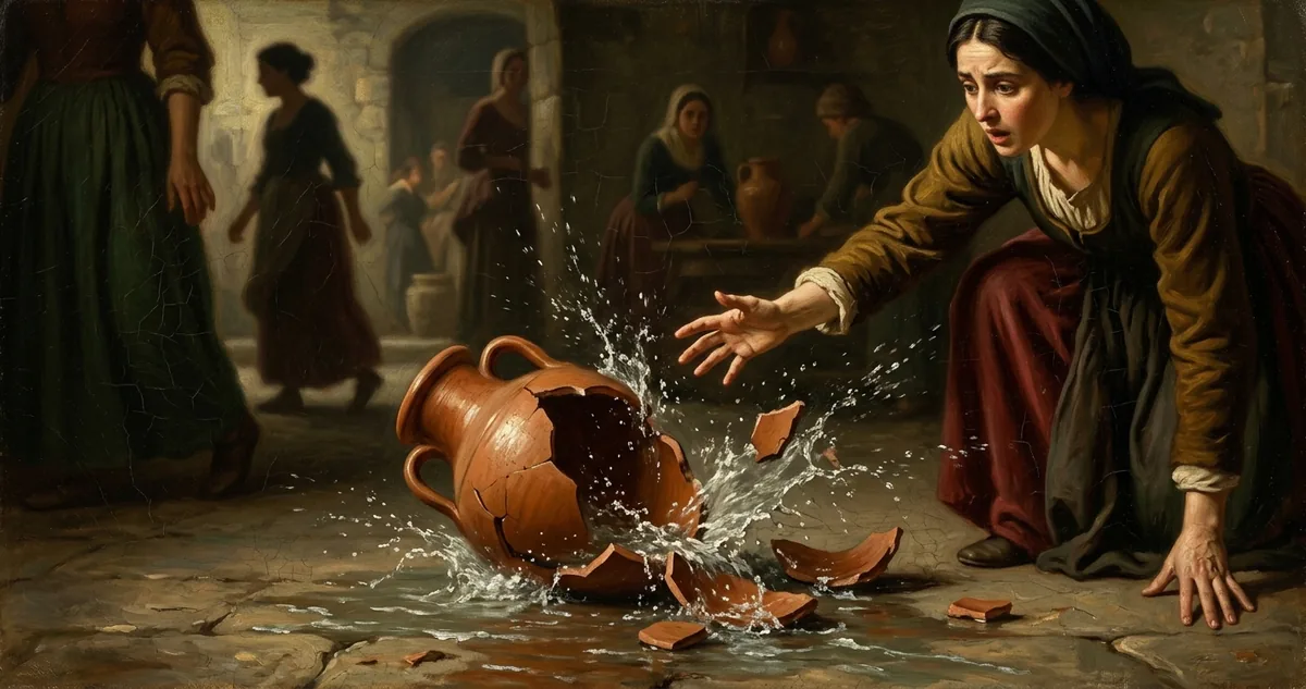 As Danaides carregam água em jarros furados