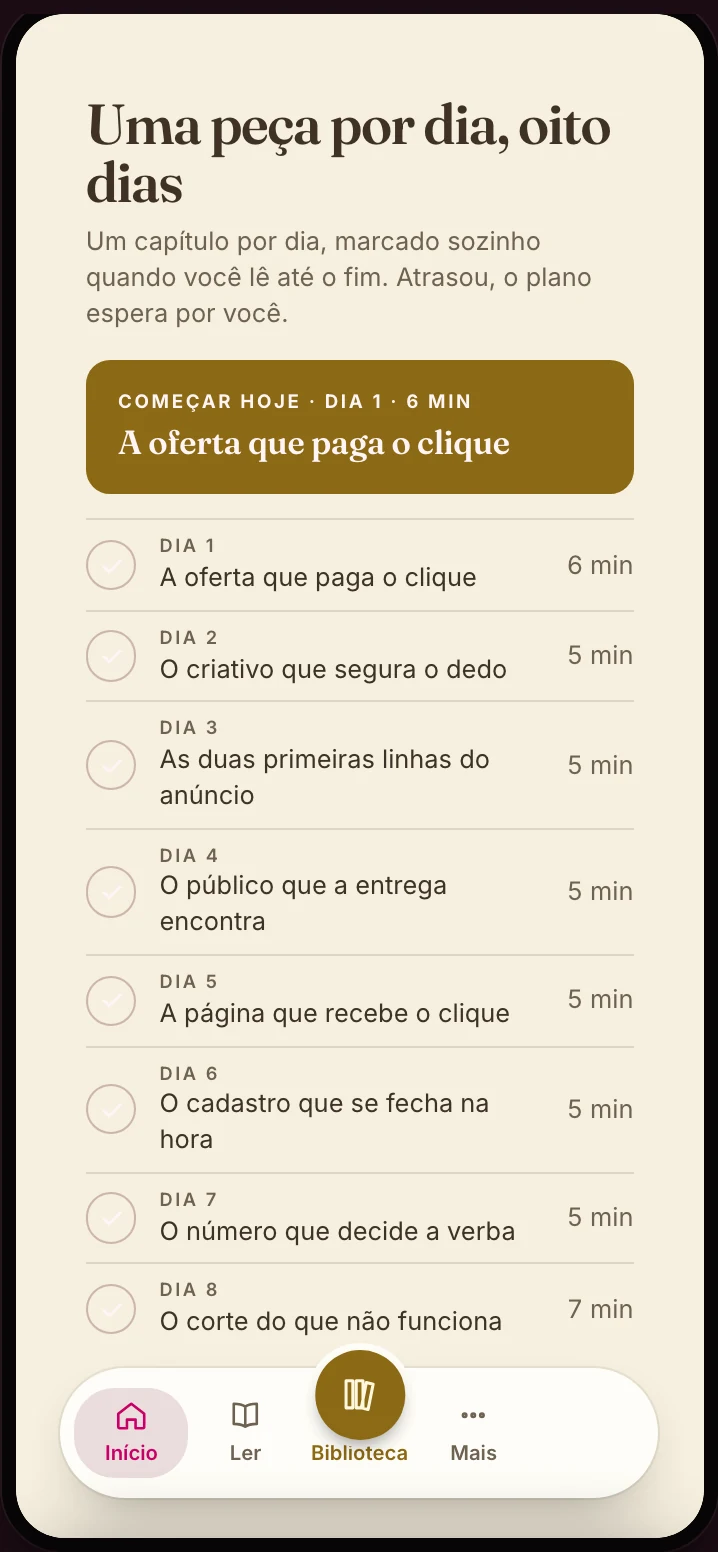 O ebook aberto no app