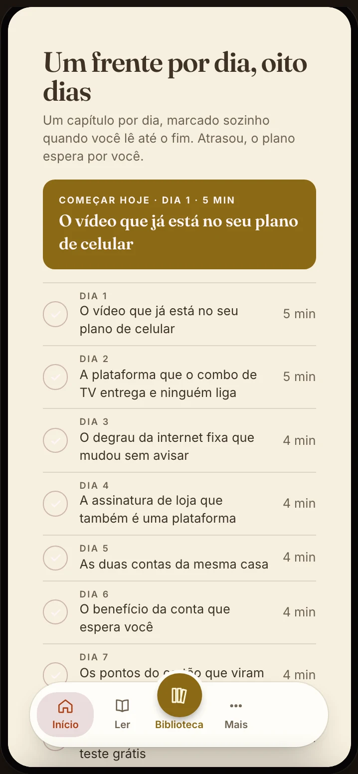 O ebook aberto no app