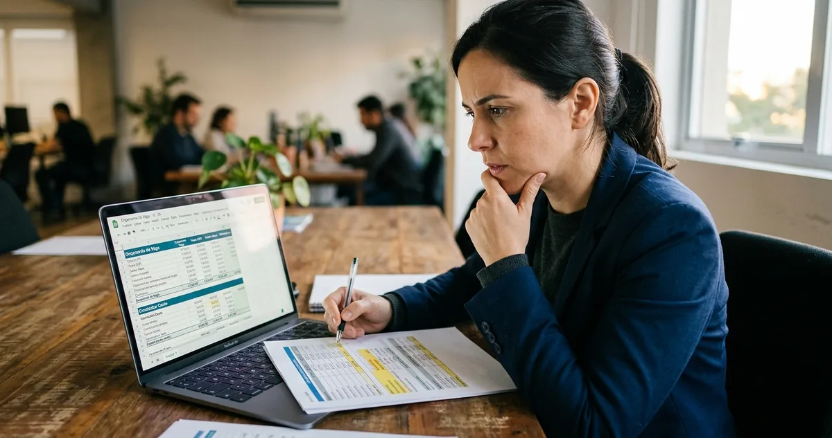 Planilha de orçamento de uma vaga com a linha da taxa mensal do provedor de Employer of Record destacada.