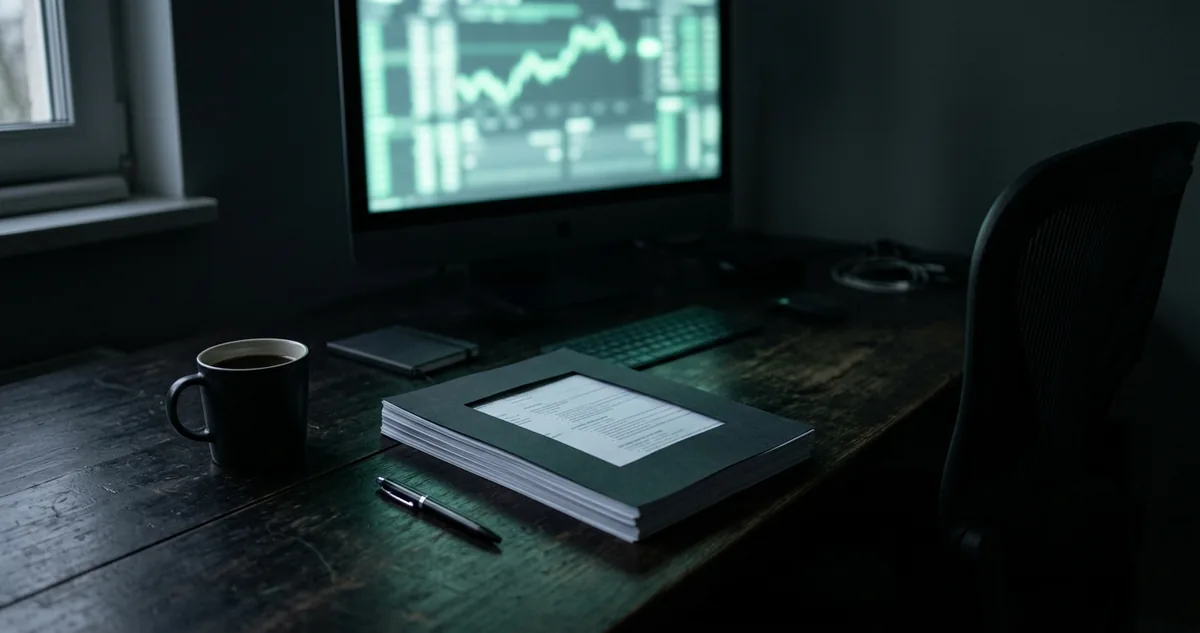 Currículo impresso sem foto sobre uma mesa, com nome, experiência e resultados em dólar.