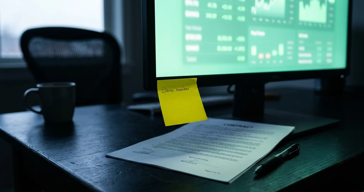 Notebook aberto num contrato europeu com anexo de proteção de dados pessoais.