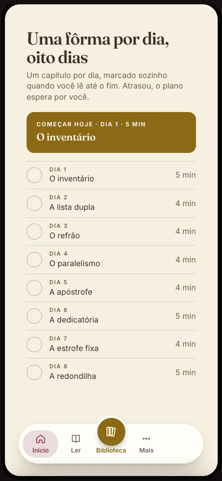 O ebook aberto no app