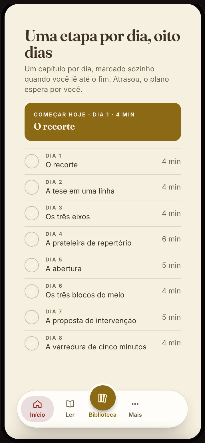 O ebook aberto no app