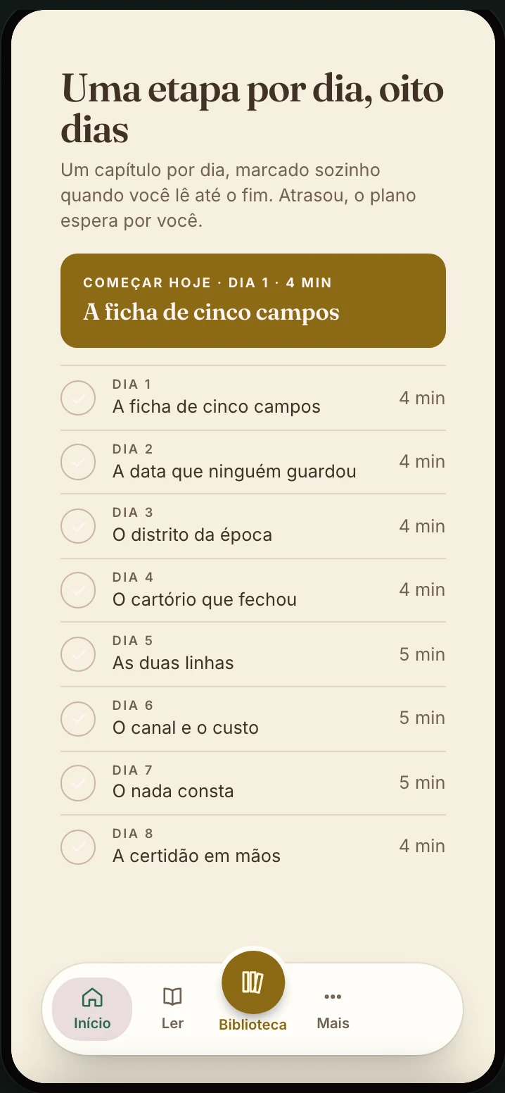 O ebook aberto no app