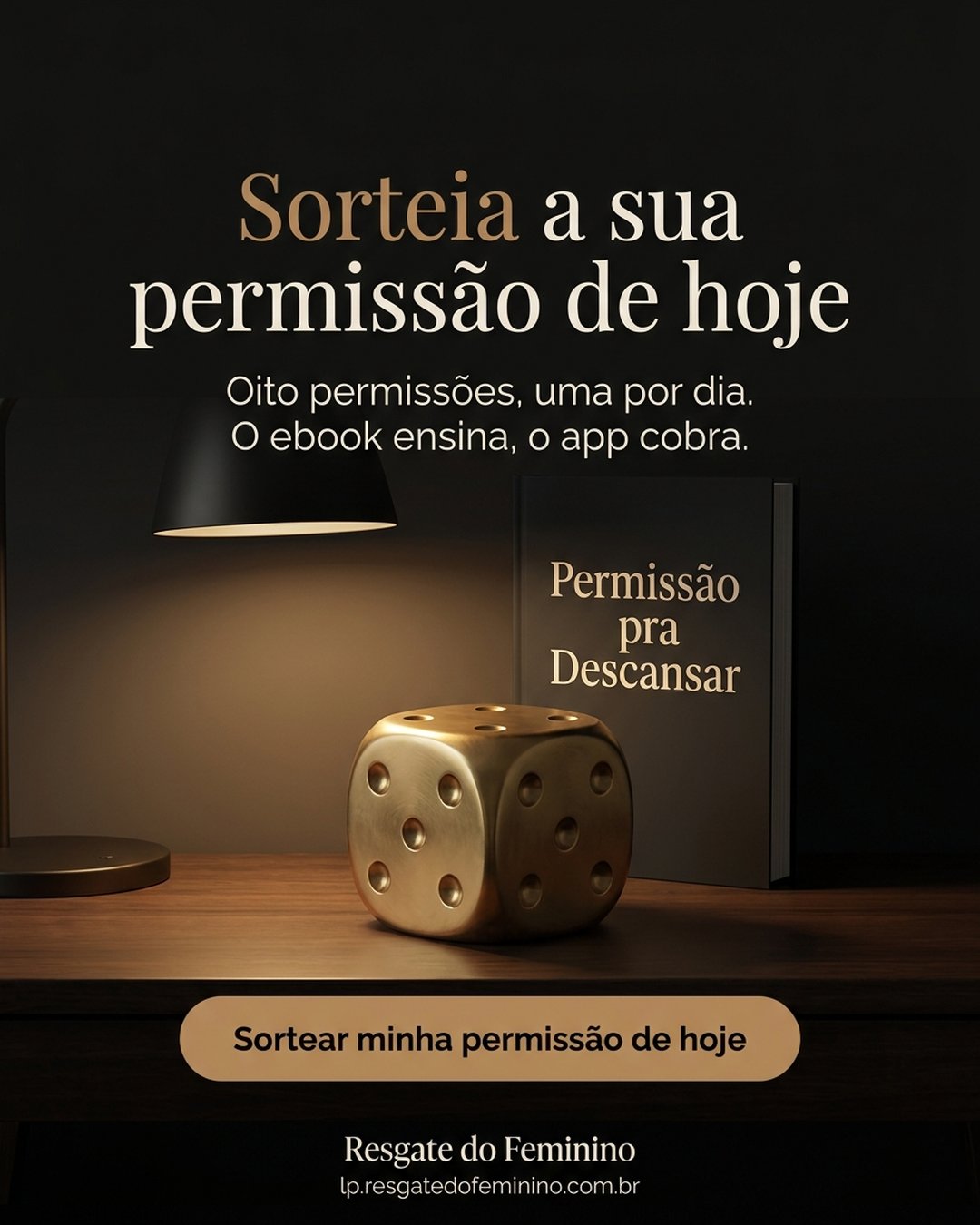 Sorteia a sua permissão de hoje. Oito permissões, uma por dia. O ebook ensina, o app cobra. Sortear minha permissão de hoje.